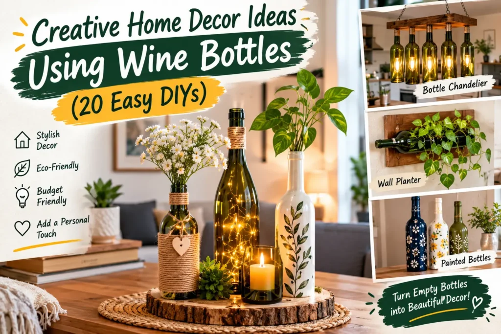 Creative Home Decor Ideas Using Wine Bottles (20 Easy DIYs)