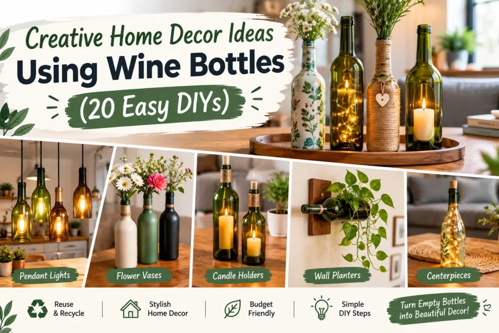 Creative Home Decor Ideas Using Wine Bottles (20 Easy DIYs) Creative Home Decor Ideas Using Wine Bottles (20 Easy DIYs)